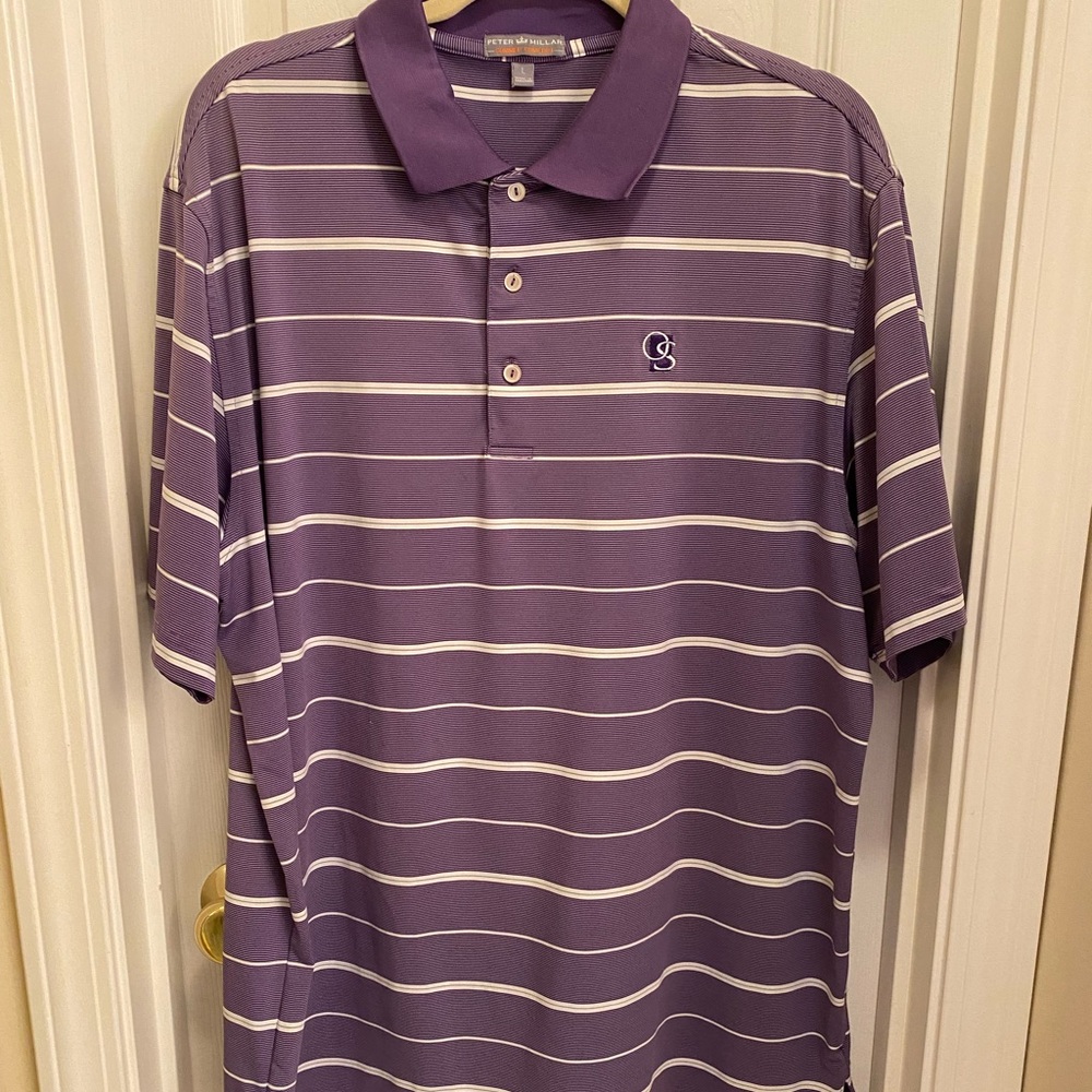 Peter Millar Summer Comfort Polo purple white striped golf preppy casual